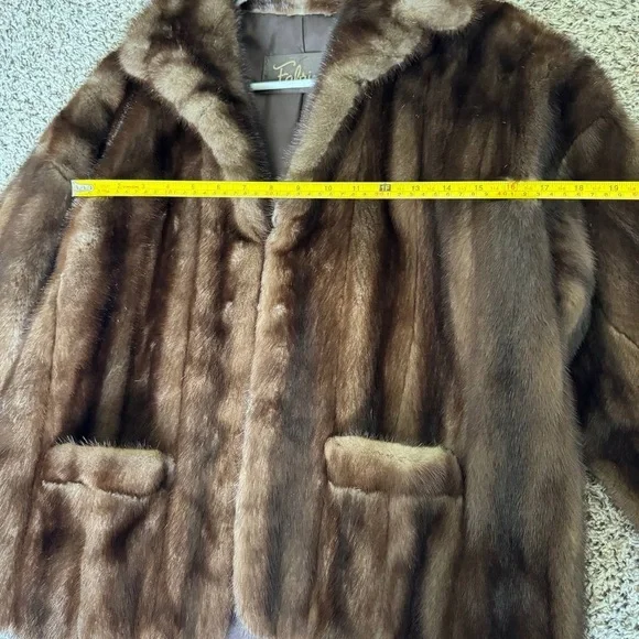 Vintage Fabrizio Classic MINK fur Jacket Brown Medium Coat - Picture 10 of 12